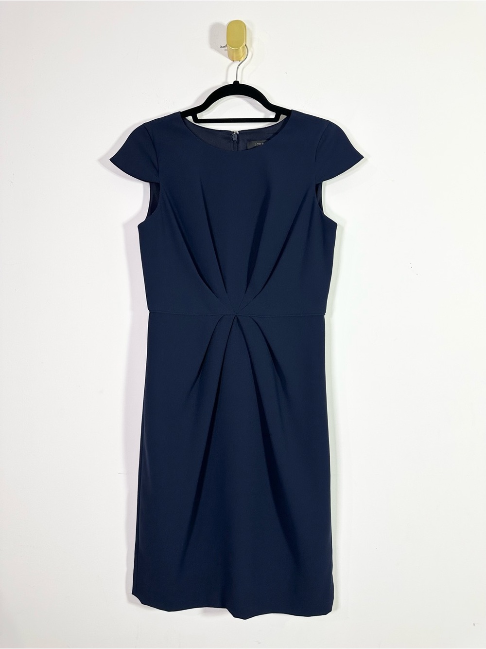 J. Crew Navy Blue Short Cap Sleeve Crewneck Sheath Dress
